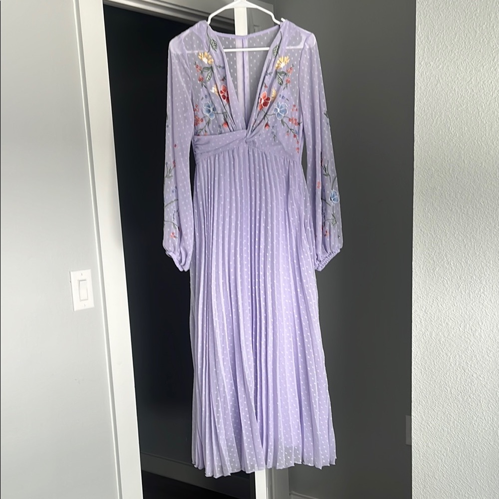 Floral Embroidered Lavender Dress